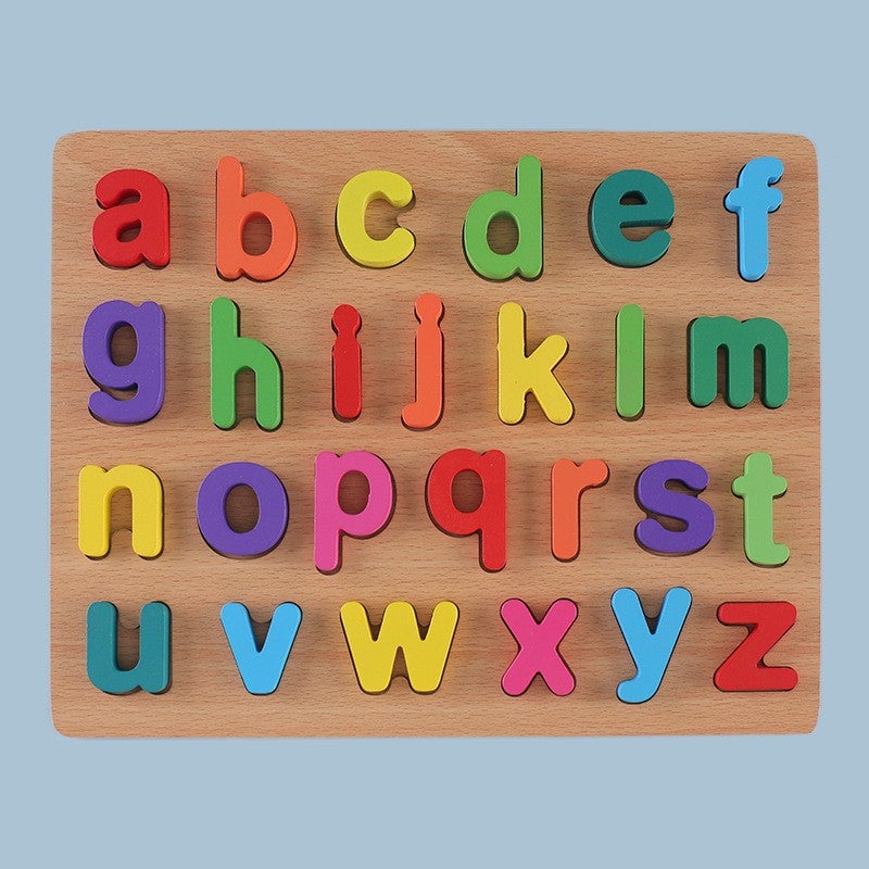 Children'S Number Of Letters Recognition Early Education Hand-Held Board Puzzle Baby Building Blocks 26 English Letters Children'S Three-Dimensional Puzzle - Image 1